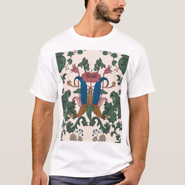 Vintage blommigt renaissance tapet. t shirt (Framsida)