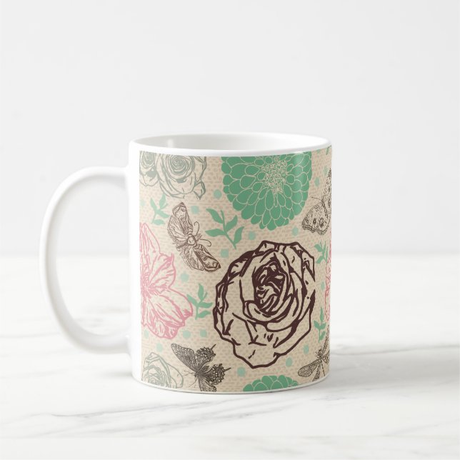 Vintage Blommigt Ro Garden Kaffemugg (Vänster)