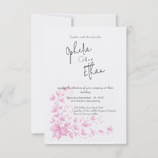 Vintage Blommigt Romantic bröllopsinbjudan Inbjudningar (Framsida)