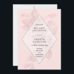 Vintage Blommigt Rosa Bröllop Inbjudningar<br><div class="desc">En modern tvist på vintage botaniskt. Den här inbjudan till bröllopsinbjudan för rosa innehåller en botanisk illustration av vintagens blommigt med en vit överläggningsdiamant som används för att lagra händelseinformationen. Besök Stacey Meacham-butiken för att hitta andra produkter som passar den här designen, inklusive OSA kort, djurutrymmeskort, frimärke, kuvertetiketter, bordsnummer med...</div>