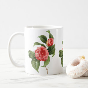 Vintage Blommigt, Rosa Camellia Flowers av Redoute Kaffemugg