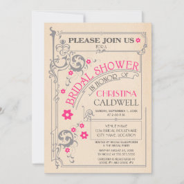 Vintage Blommigt Rosa Grått Möhippa  Inbjudningar