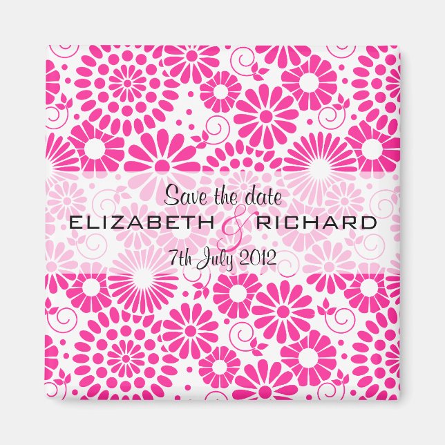 Vintage blommigt rosa Magnet (Framsidan)