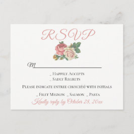 Vintage Blommigt Rosa ros OSA Flower Bröllopsfest Inbjudan Vykort