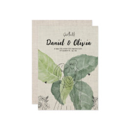 Vintage Blommigt Rustic Bröllop Inbjudningar