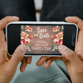 Vintage Blommigt Rustic Farm Barn Spara vårt datum Inbjudningar