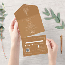 Vintage Blommigt Rustic Goldenrod Bröllop QR-kod
