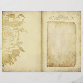 Vintage Blommigt Rustic Parchment Journal Page