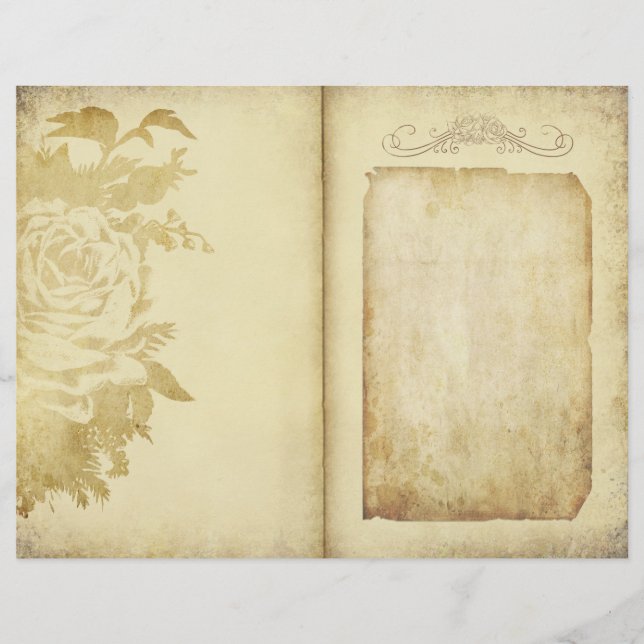 Vintage Blommigt Rustic Parchment Journal Page (Framsida)