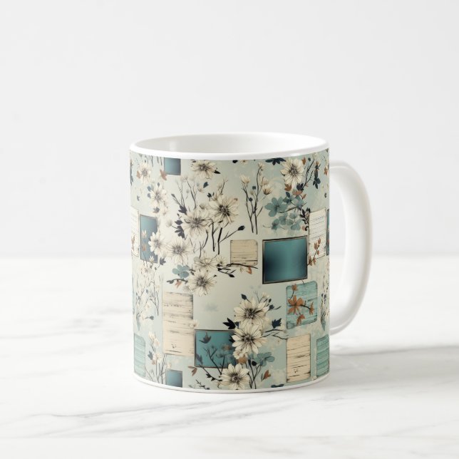 Vintage Blommigt Scrapbook Mönster (2) Kaffemugg (Framsida höger)