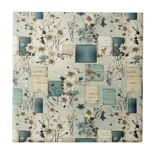 Vintage Blommigt Scrapbook Mönster (2) Kakelplatta