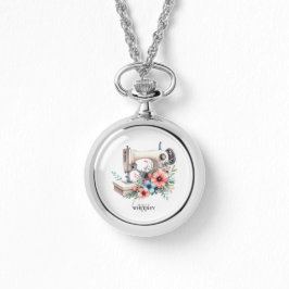 Vintage Blommigt Sewing Monogrammed Anpassningsbar Armbandsur