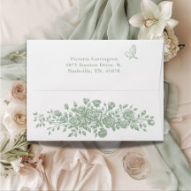 Vintage Blommigt Självadresserad Elegant