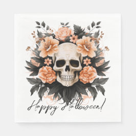 Vintage Blommigt Skull Halloween Pappersservett