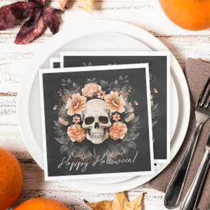 Vintage Blommigt Skull Halloween Pappersservett