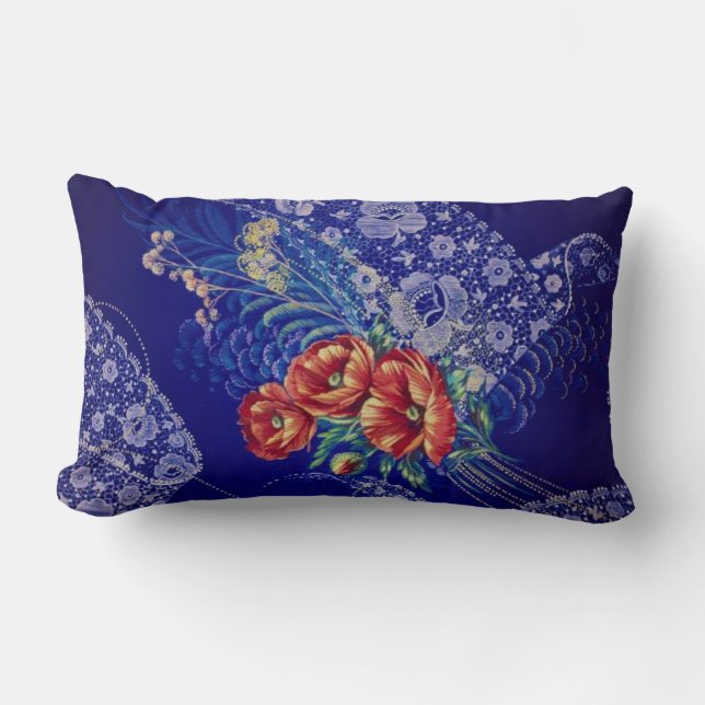 Vintage Blommigt Snöre Lumbarkudde (Framsida)