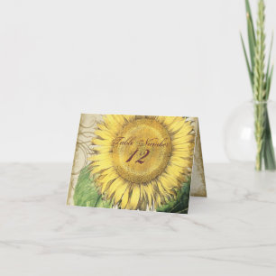Vintage Blommigt Solblommor - höstblommor Kort