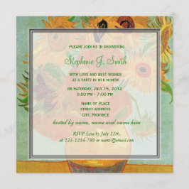 Vintage blommigt solblommor inbjudningskort för mö