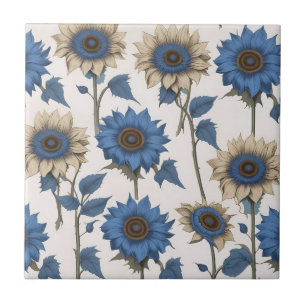 Vintage blommigt solblommor kakelplatta