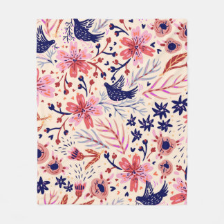 vintage blommigt sömlös mönster med blomningsflöde fleecefilt