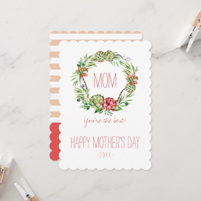 Vintage Blommigt Suklent | Mors dag Kort (Fram/Back In Situ)