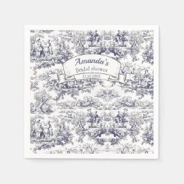 Vintage blommigt svart toile de jouy Möhippa Pappersservett