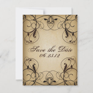 Vintage Blommigt Swirls Spara datum Datumet
