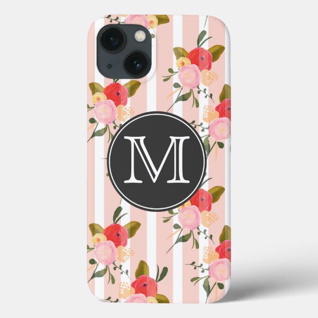 Vintage Blommigt Tapet Monogram iPad Mini Case (Baksida)