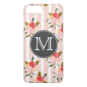Vintage Blommigt Tapet Monogram iPhone 7 Fodral