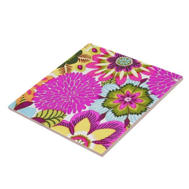 Vintage Blommigt Tapet, Rosa Blue Grönt Kakelplatta (Sidan)