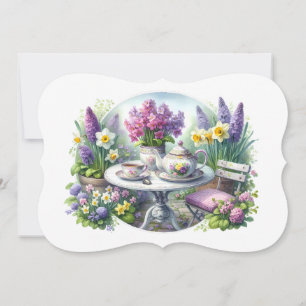 Vintage Blommigt Tea Party i Garden Anteckningskort