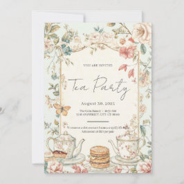 Vintage Blommigt Tea Party-inbjudan Inbjudningar