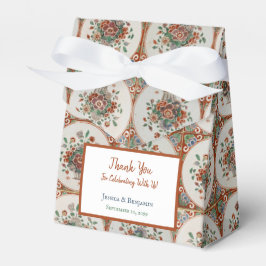 Vintage Blommigt Terracotta Tiles Mönster Bröllop Presentaskar