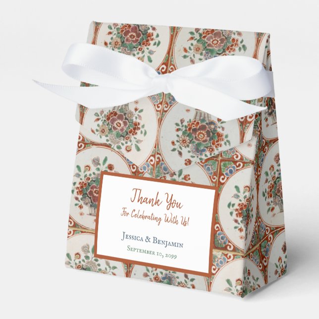 Vintage Blommigt Terracotta Tiles Mönster Bröllop Presentaskar (Framsidan Sidan)