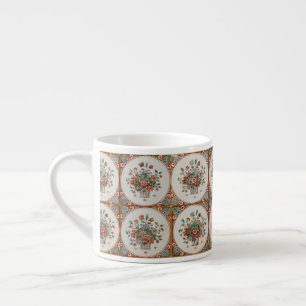 Vintage Blommigt Terracotta Tiles Mönster Espressomugg