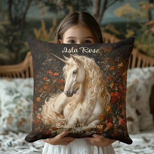 Vintage Blommigt Unicorn Meadow Whimsical Fairytal Kudde