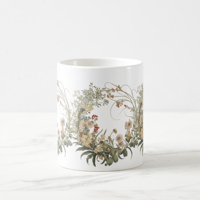 Vintage Blommigt Utandning Mugg - Elegant Botanisk (Center)