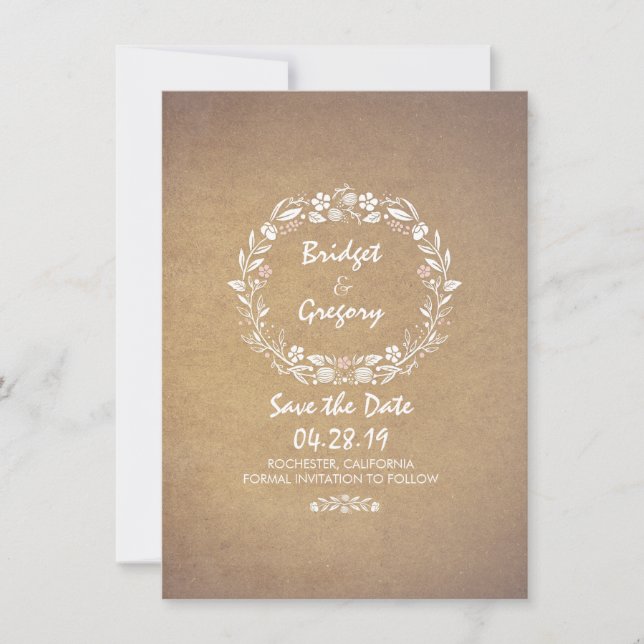 Vintage Blommigt Utandning Spara datuminbjudningar Datumet (Framsida)