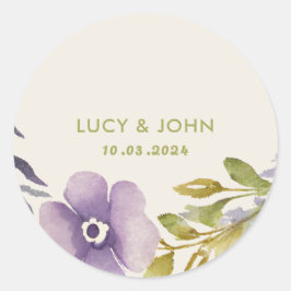 Vintage Blommigt Utandningsasbröllop Favoriter Mär Runt Klistermärke