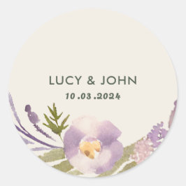 Vintage Blommigt Utandningsasbröllop Favoriter Mär Runt Klistermärke