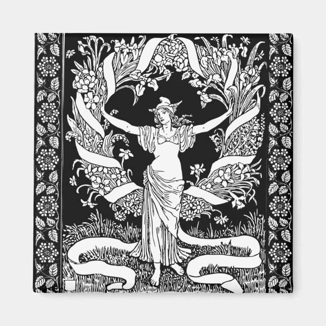 Vintage Blommigt Utandningsmagnet Magnet (Framsidan)