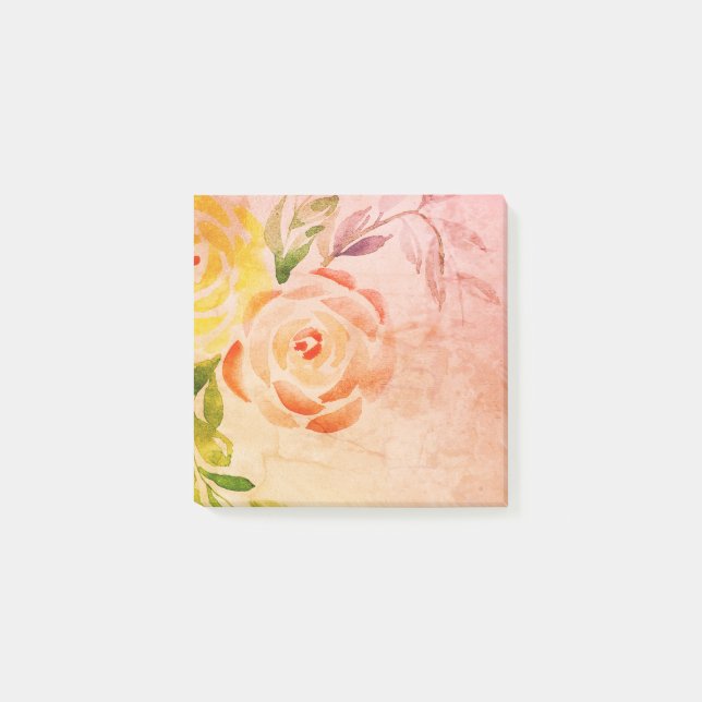 Vintage Blommigt vattenfärg efter anteckning Post-it Block (Framsida)