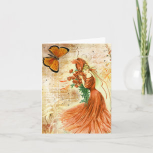 Vintage Blommigt Victorian Dam Birthday Kort