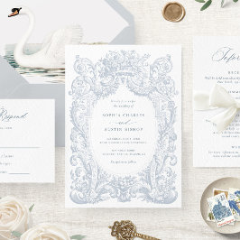 Vintage Blommigt Victorian Ornament Ram Bröllop Inbjudningar