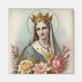 Vintage Blommigt Virgin Mary Magnet, katolik Magnet