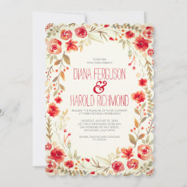 Vintage Blommigt Wandeand Garden WedInbjudan Inbjudningar