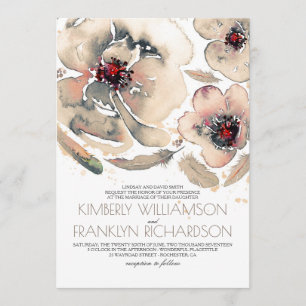 Vintage Blommigt Watercolor Ivory Cream Fall Weddi Inbjudningar