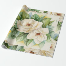Vintage Blommigt White Magnolia Flowers Watercolor