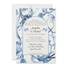 Vintage Blommigt White och Blue Chinoiserie Bröllo