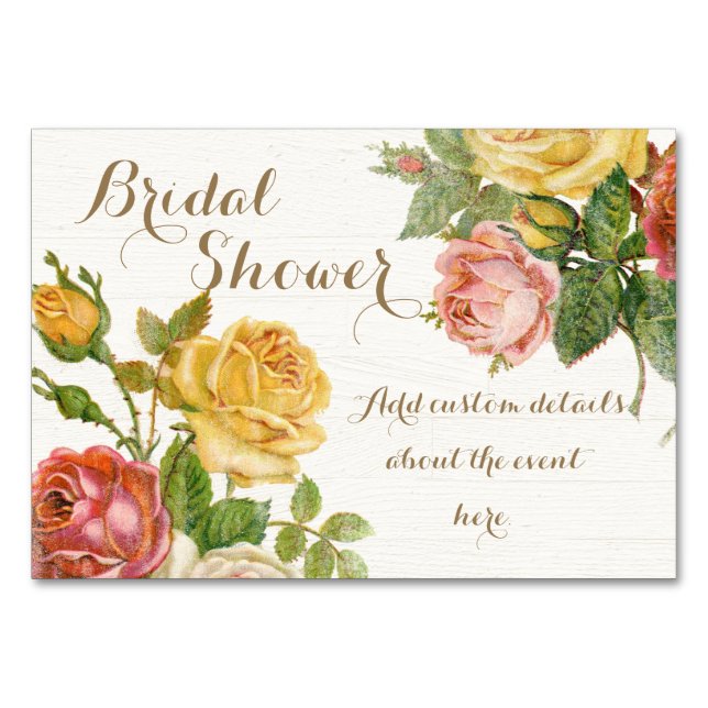 Vintage Blommigt Whitewash Vår Möhippa Bordsnummer (Framsidan)